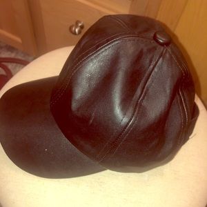 Black leather cap